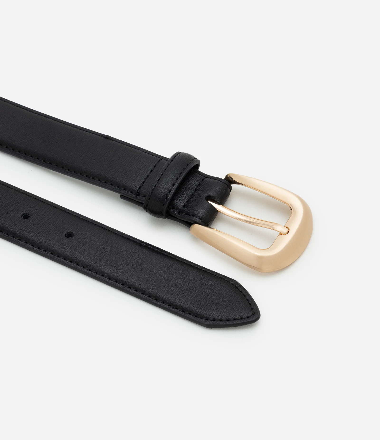 Cinto Médio de Couro Estruturado com Fivela Metálica Preto 2