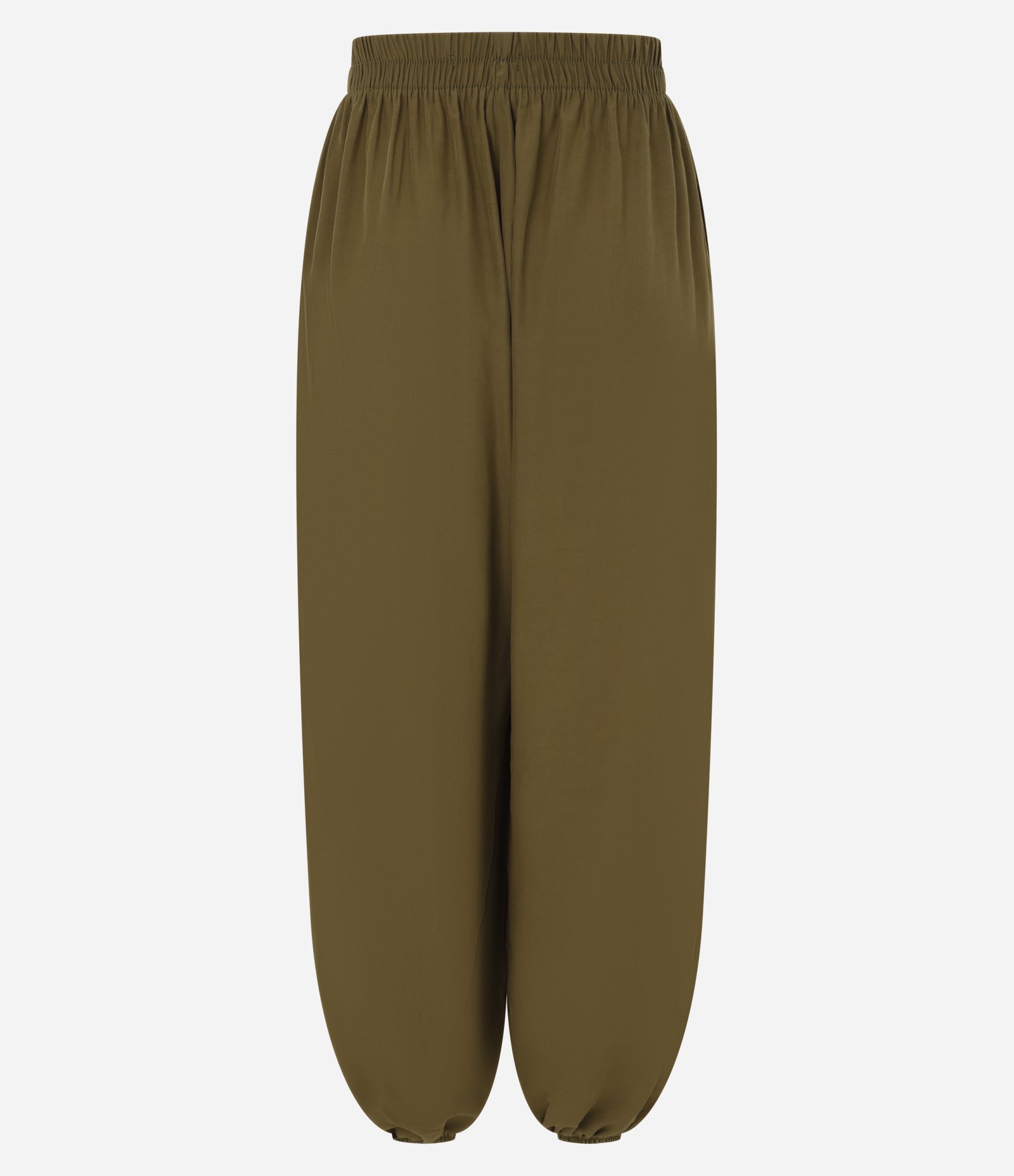 Calça Boho Balloon em Viscose com Elástico no Cós e Barra Verde Oliva 2