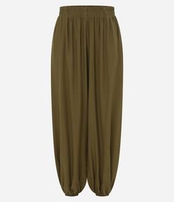Calça Boho Balloon em Viscose com Elástico no Cós e Barra
