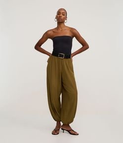 Calça Boho Balloon em Viscose com Elástico no Cós e Barra