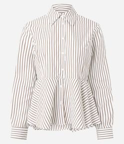 Camisa Peplum com Pregas e Estampa Listrada