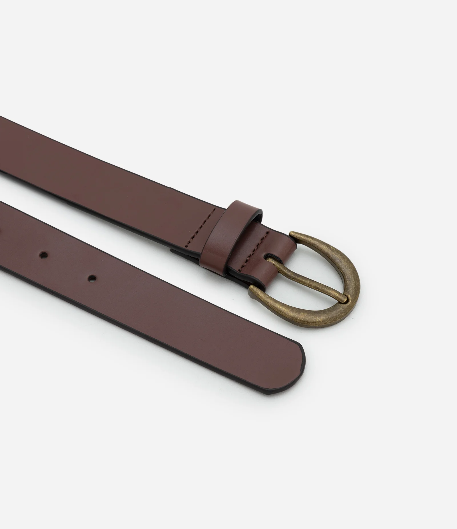 Cinto de Couro com Fivela Arredondada Marrom 2