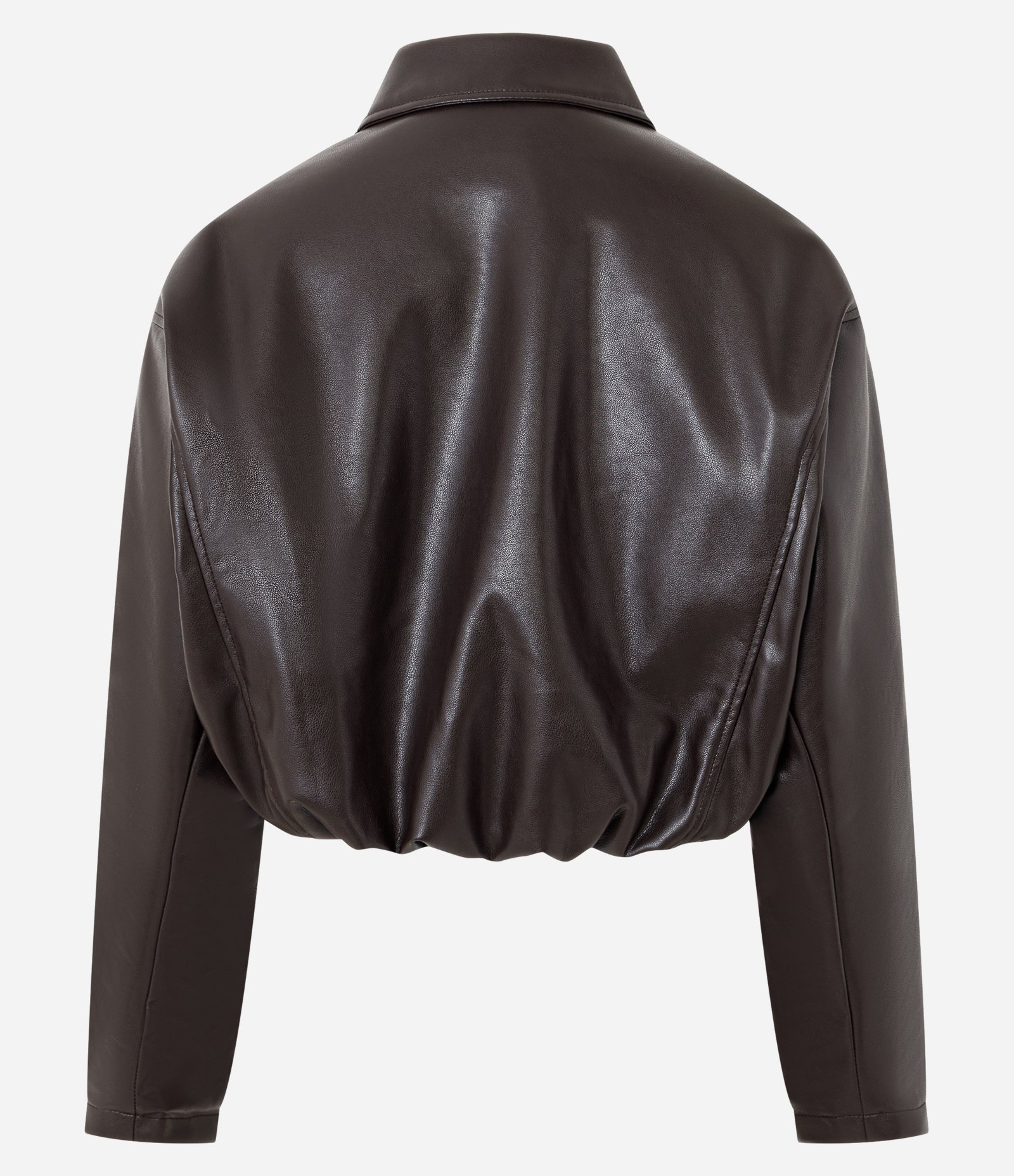 Jaqueta Balonê em PU com Elástico na Barra Marrom 6