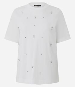 Camiseta Regular com Aplicação de Brilhos em Relevo