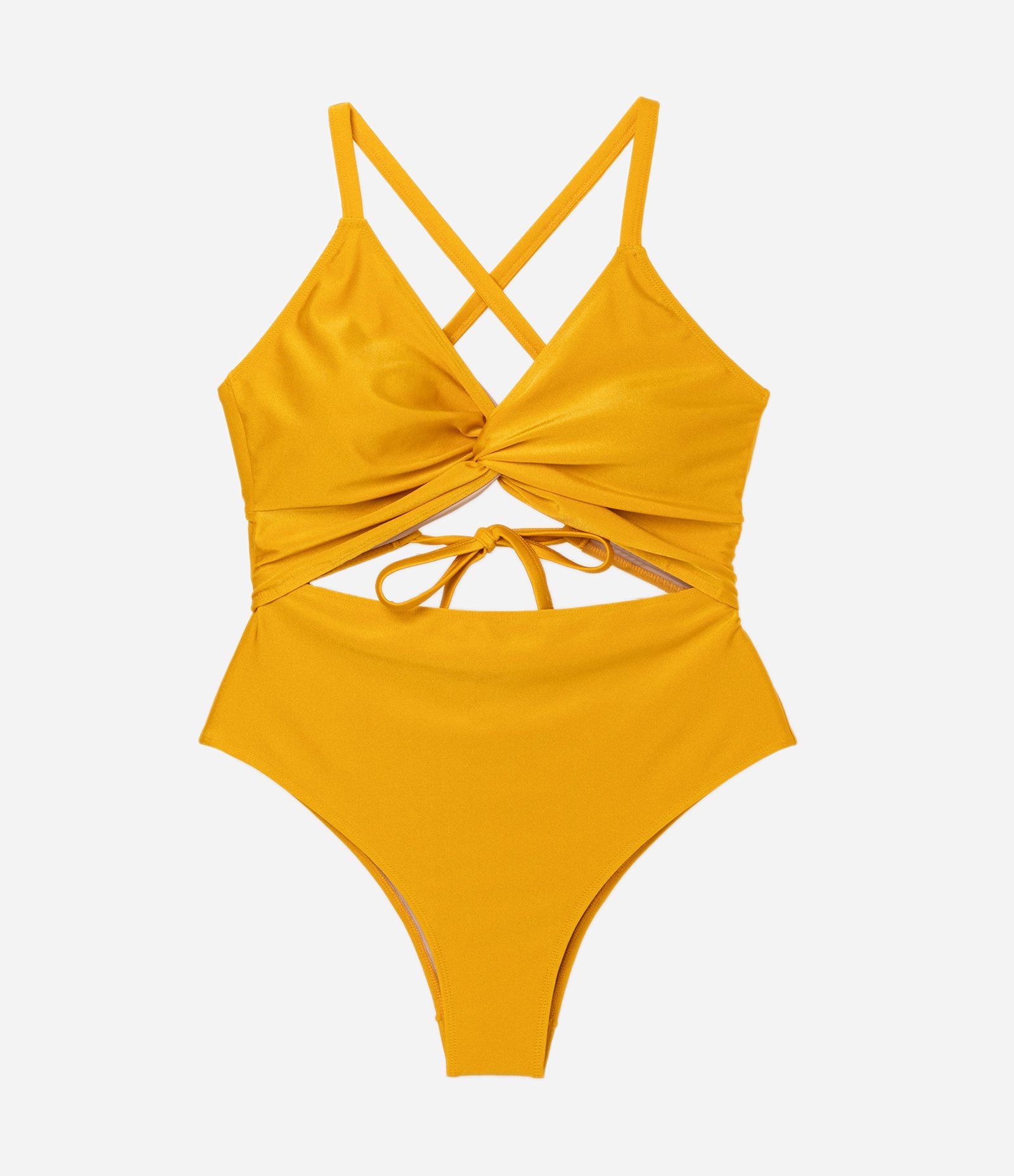 Maiô em Microfibra com Bojo e Torção Frontal Curve & Plus Size Amarelo 5