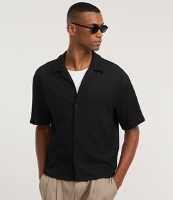 Camisa Boxy Texturizada com Gola Bowling