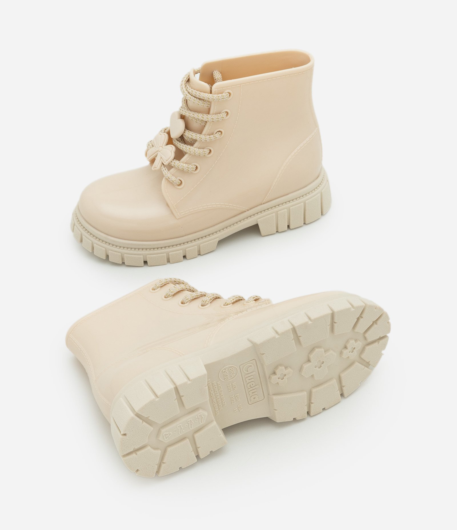 Bota Infantil Coturno com Apliques no Cadarço – Tam 26 a 32 Off White 5