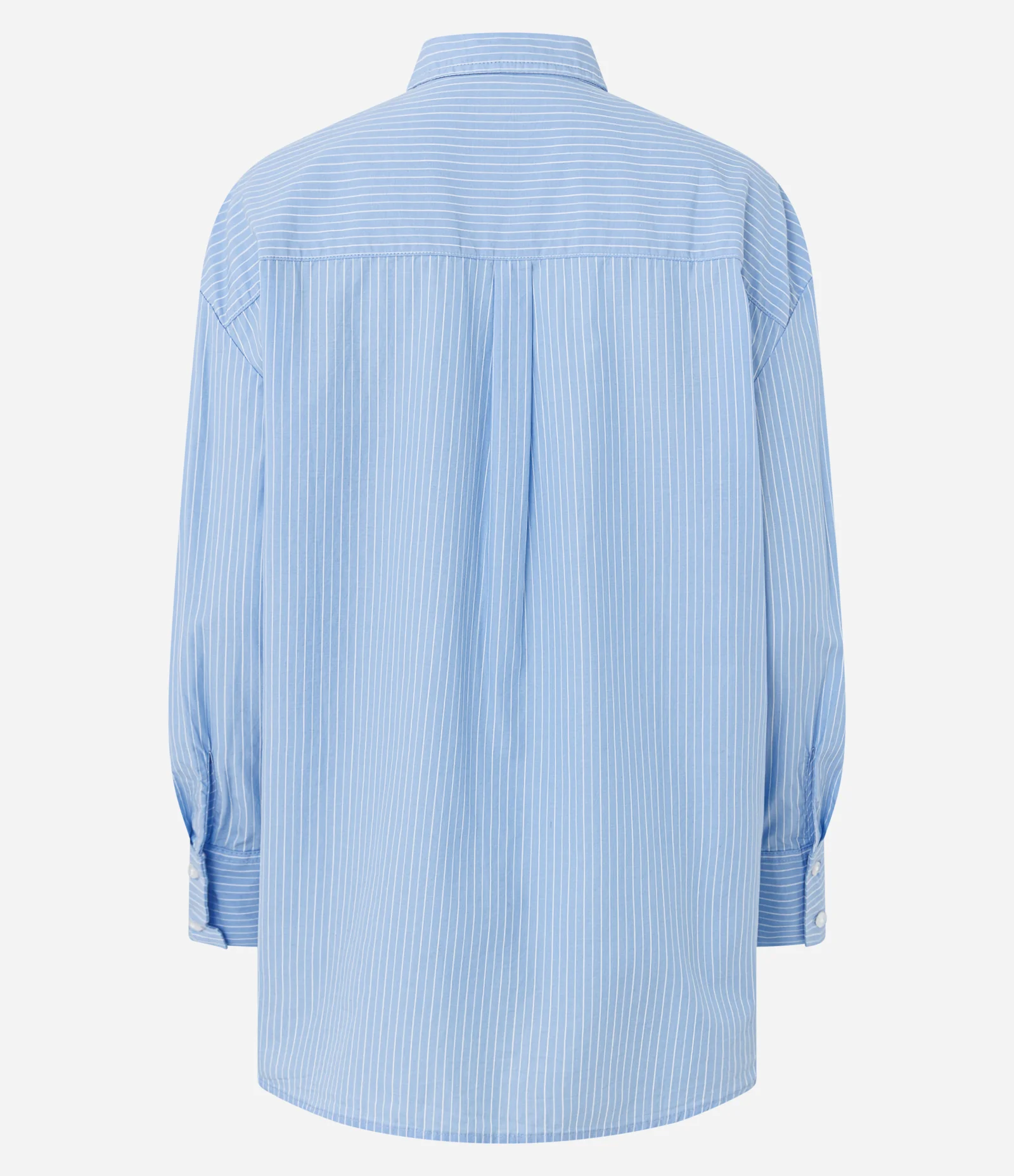 Camisa Alongada Listrada em Tricoline Azul 2
