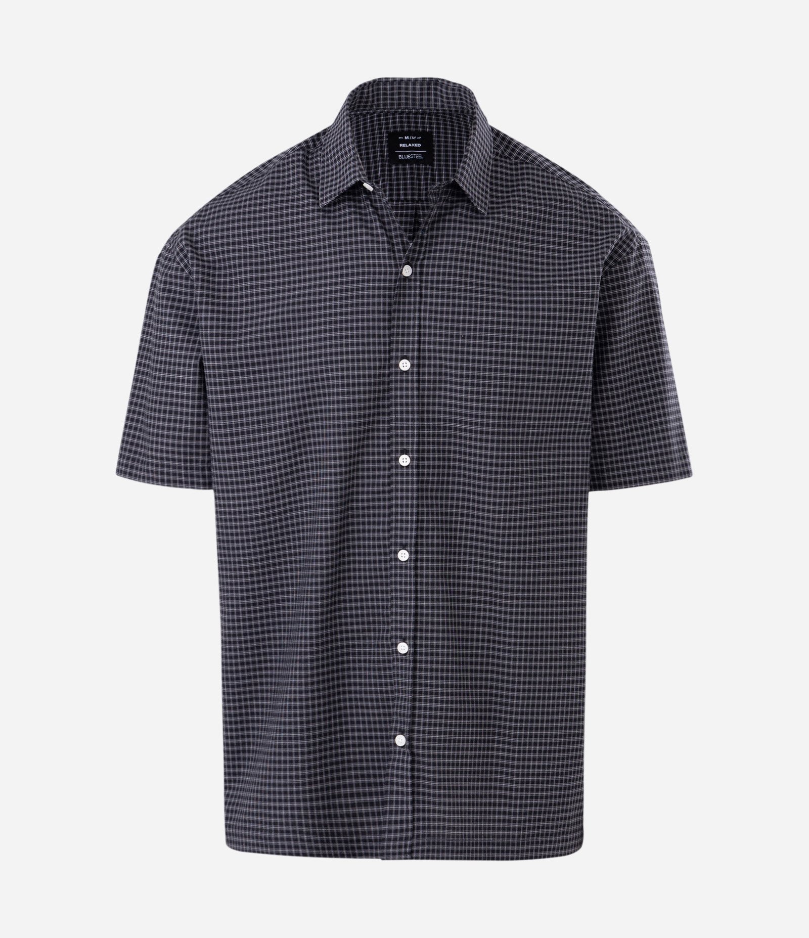 Camisa Manga Curta em Tricoline Xadrez Preto 5