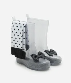 Galocha Infantil em Glitter com Laço e Meia – Tam 25 a 32