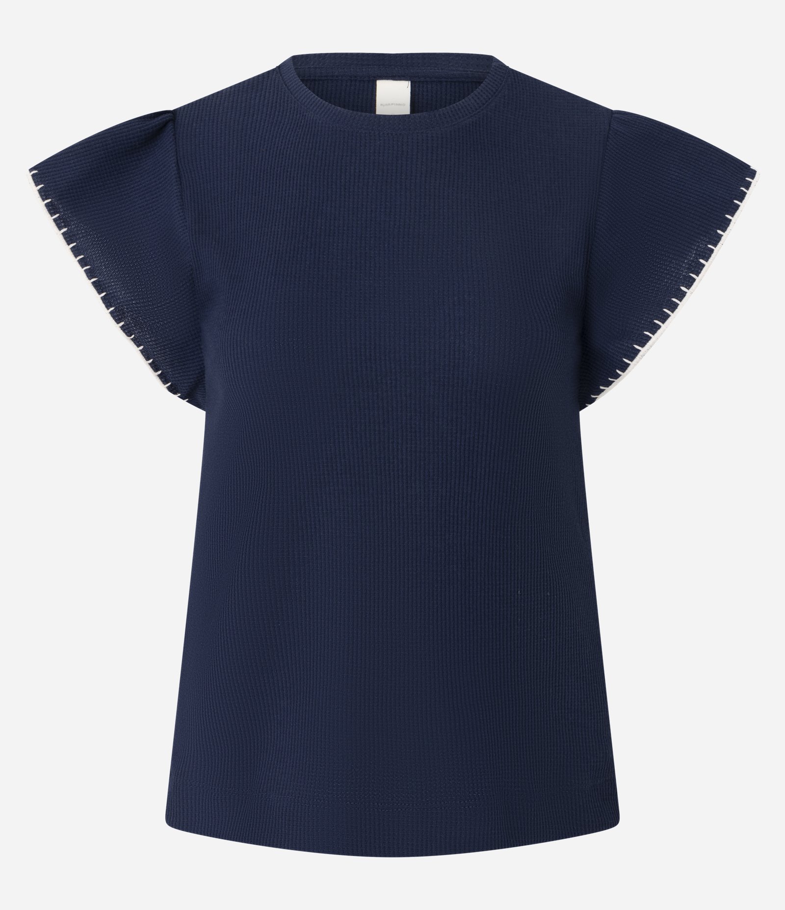 Blusa Manga Curta Texturizada com Bordado nas Mangas Azul 5