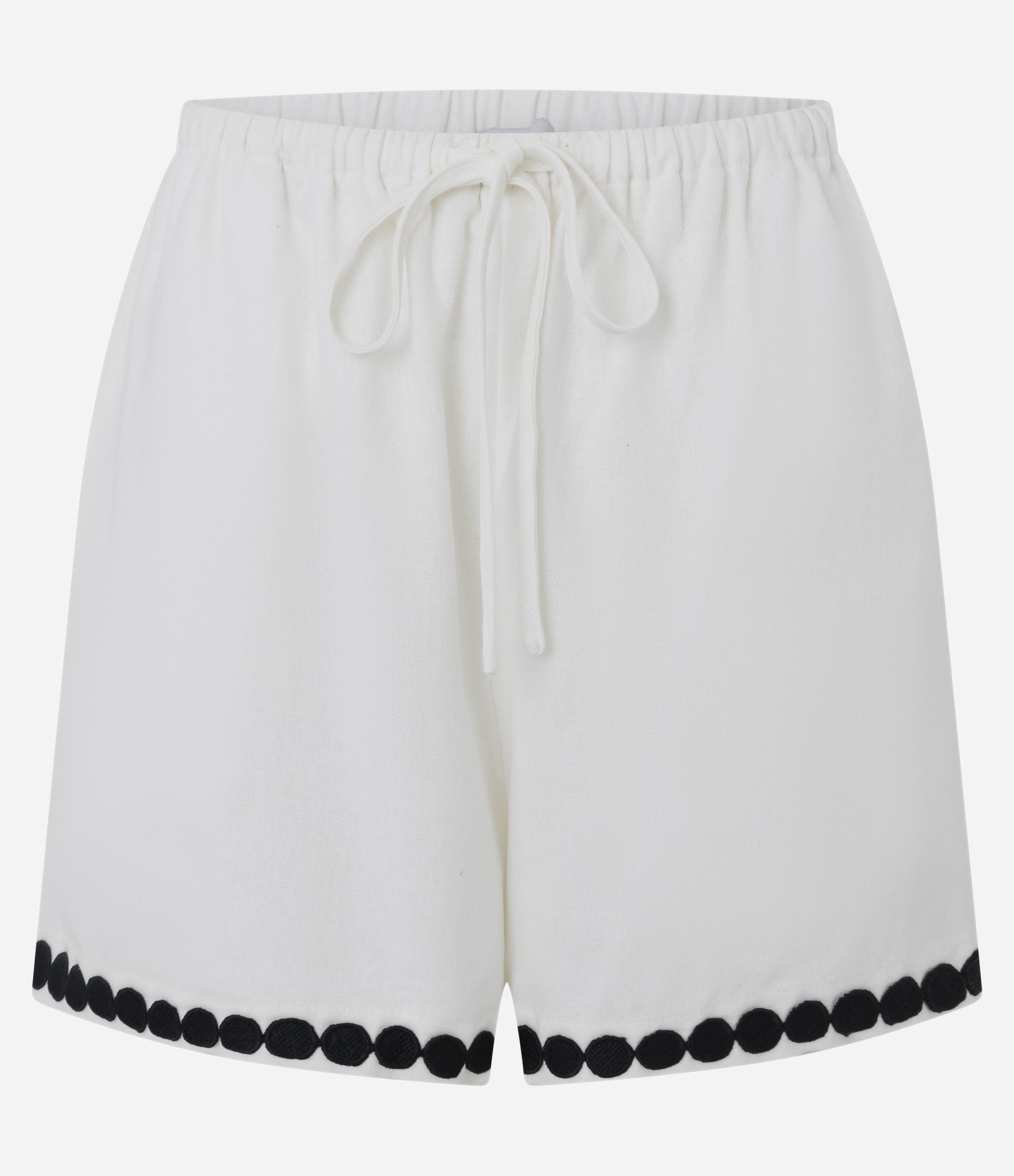 Short em Viscolinho com Bordados na Barra Branco 1