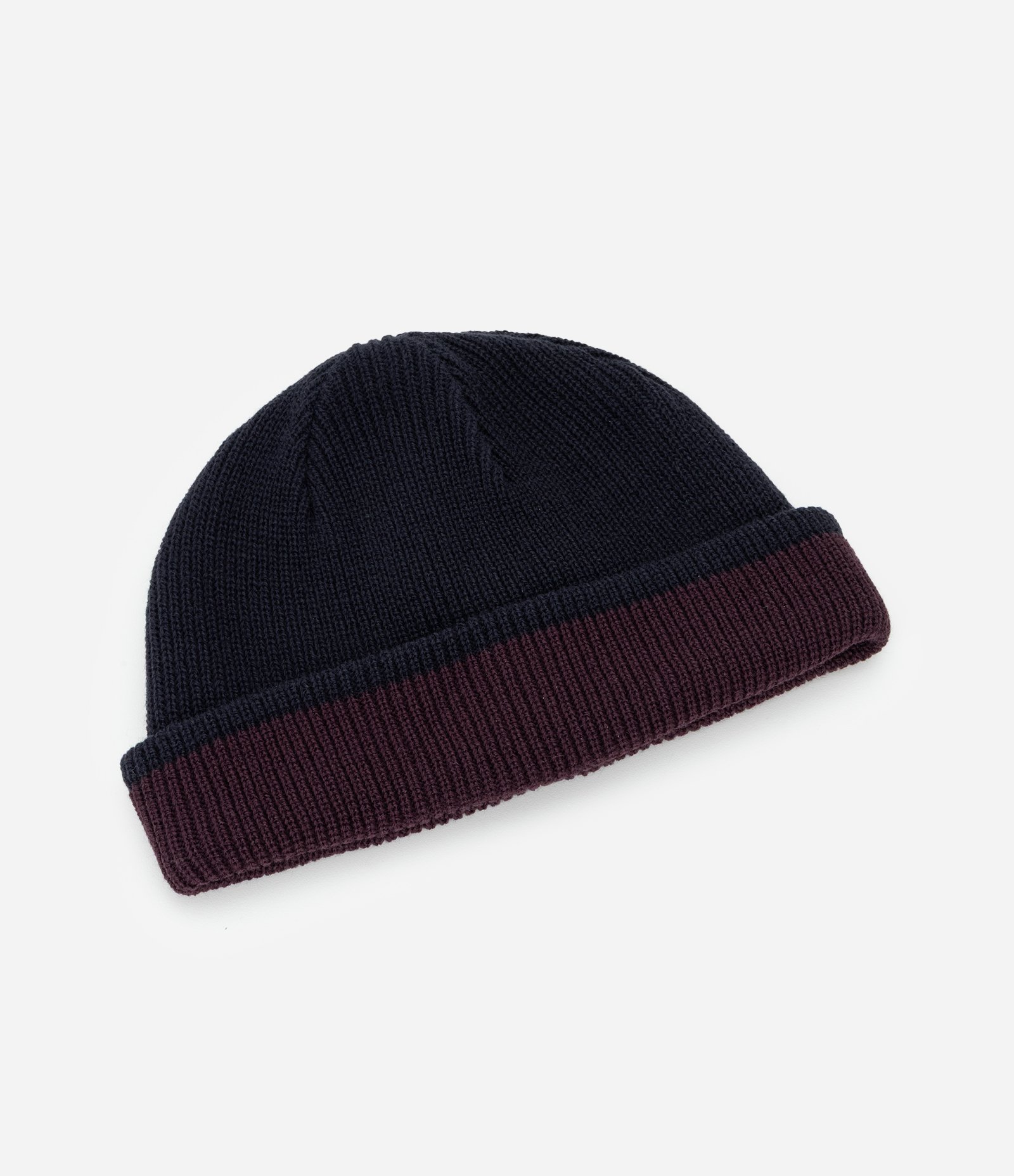 Touca em  Efeito Tricô com Dobra e Dupla Face Bicolor Azul 5