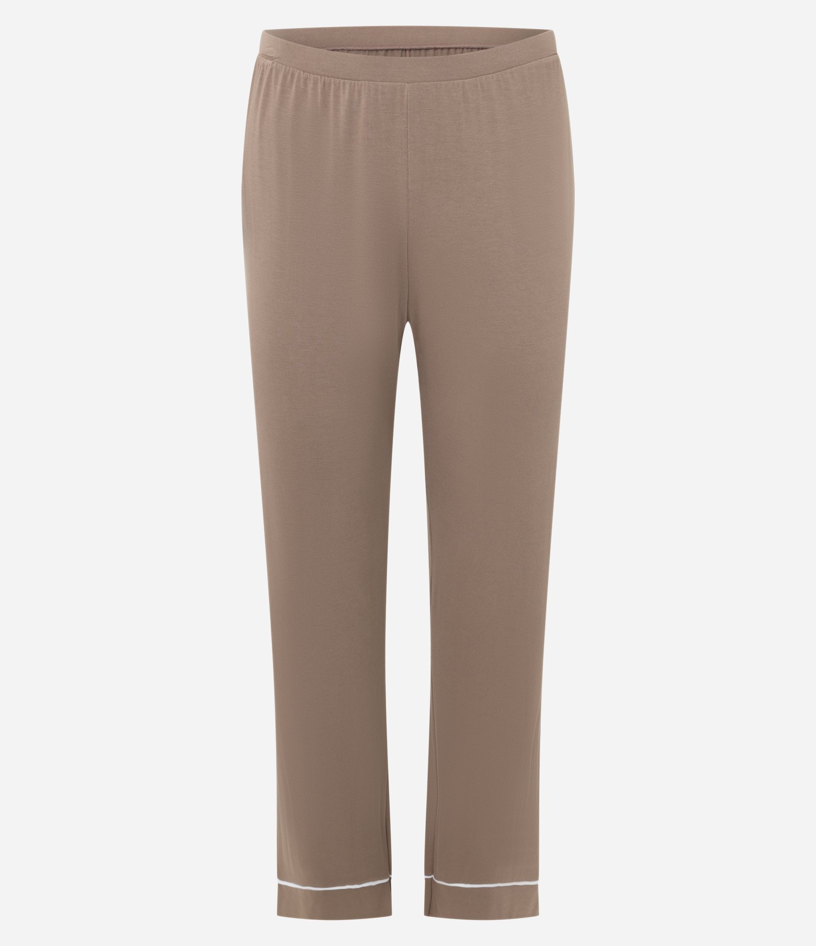Pijama Longo em Vicscolycra com Piping Contrastante Marrom 2