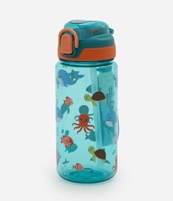 Garrafa de Plástico Translúcido com Estampa Marinha 600ml