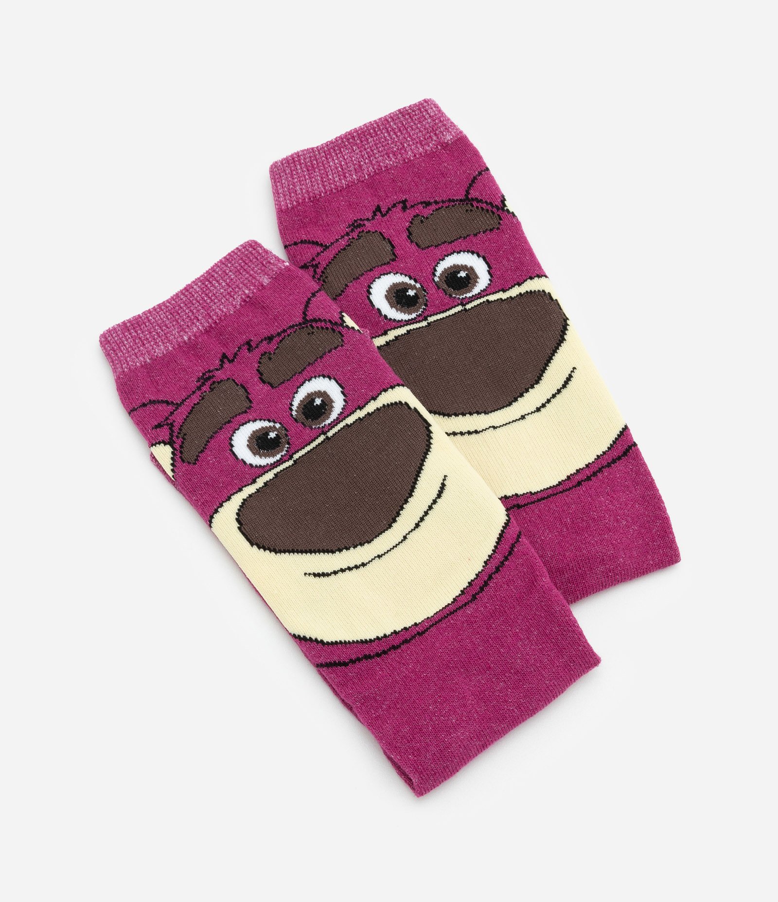 Meia Cano Alto em Algodão com Estampa Lotso Toy Story Rosa Escuro 4