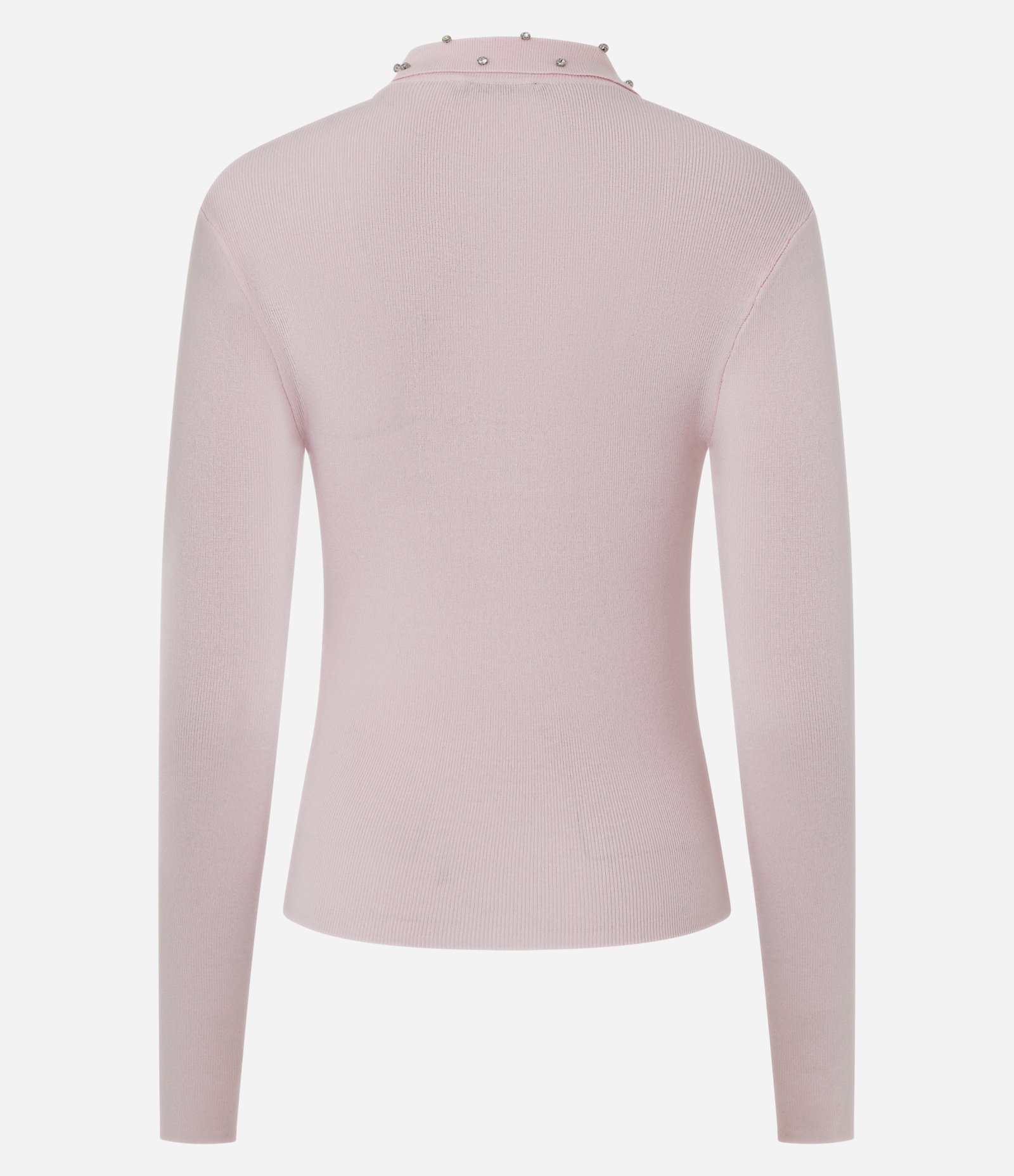 Blusa Polo em Tricô com Aplicação de Brilhos na Gola Rosa 6