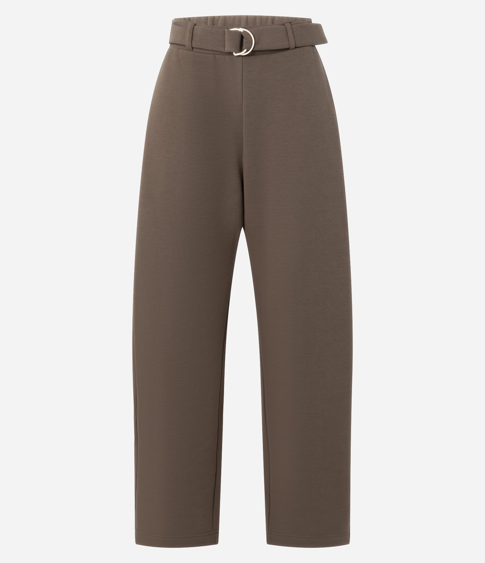 Calça Barrel em Moletom com Felpa e Faixa na Cintura Marrom 5
