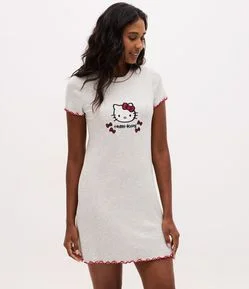 Camisola com Estampa Hello Kitty e Detalhes Contrastantes