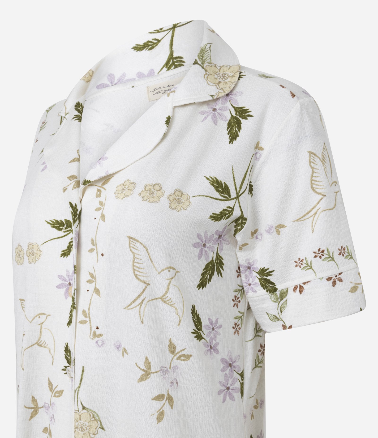 Camisola Americana em Viscolycra com Estampa Floral Branco 4