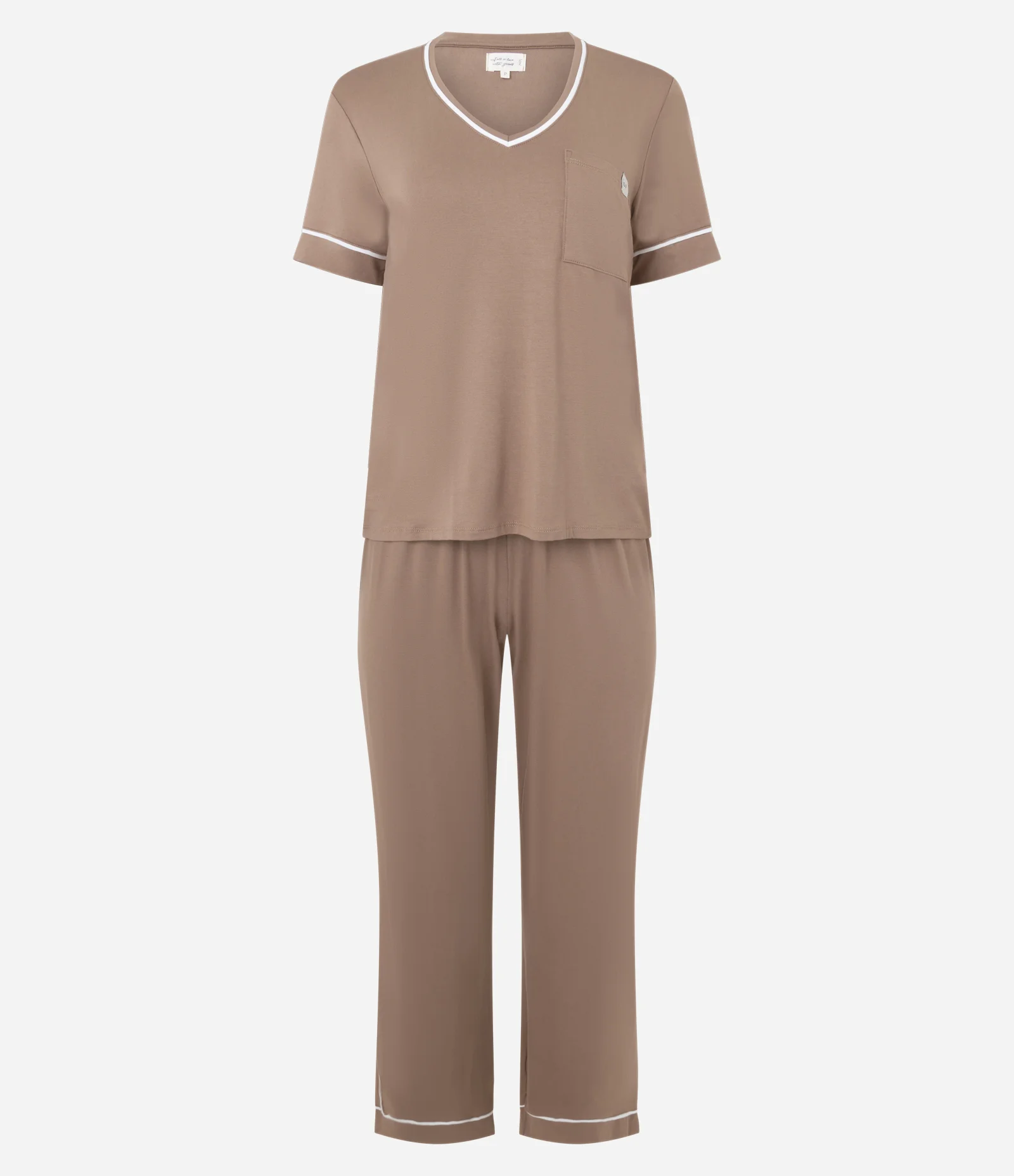 Pijama Longo em Viscolycra com Bolso Marrom 1