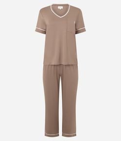 Pijama Longo em Viscolycra com Bolso