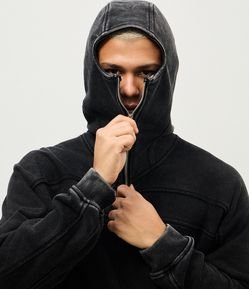 Casaco Moletom com Balaclava e Zíper
