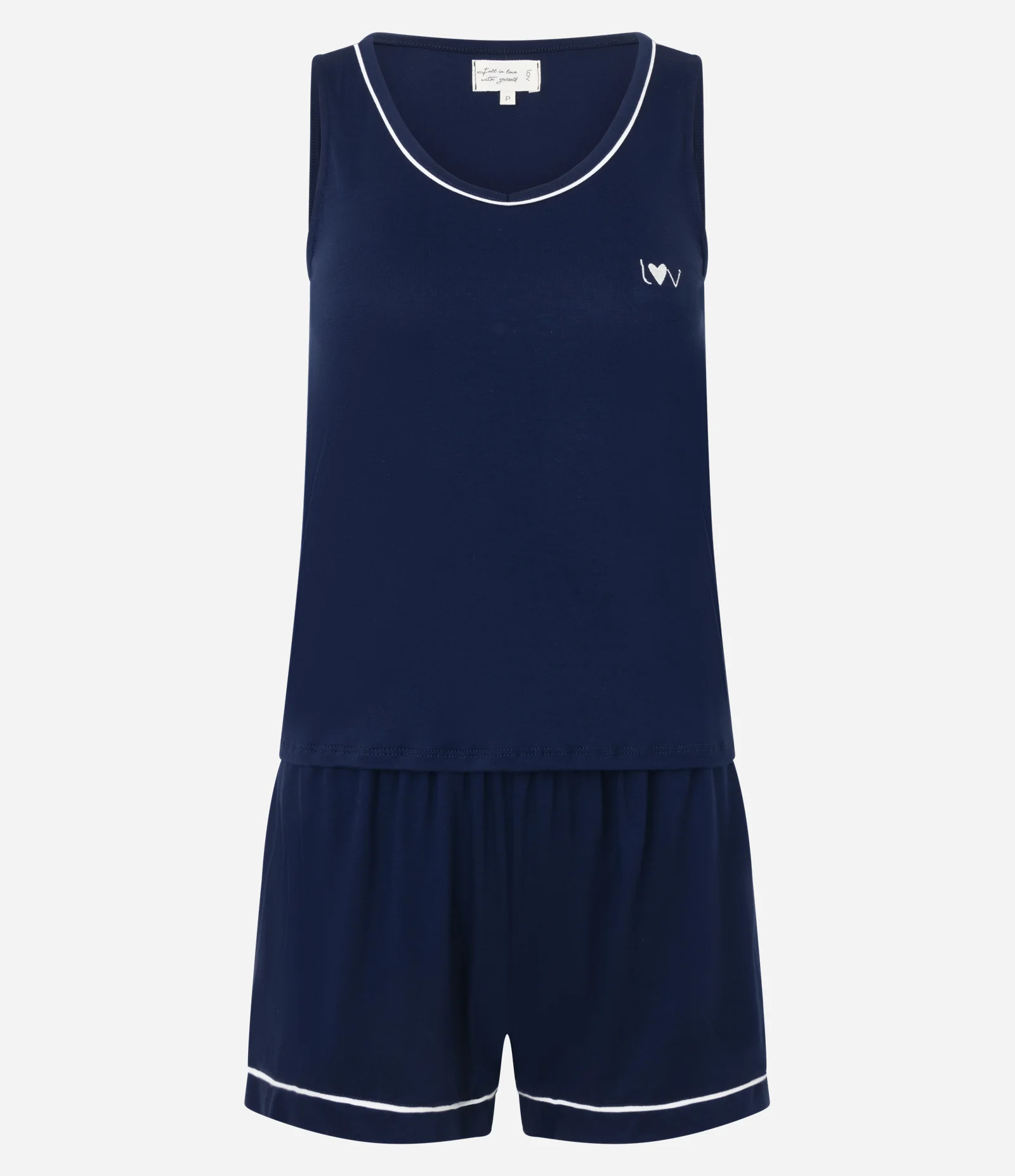 Pijama em Viscolycra com Detalhes em Viés Contrastante Azul 1