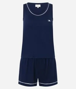 Pijama em Viscolycra com Detalhes em Viés Contrastante