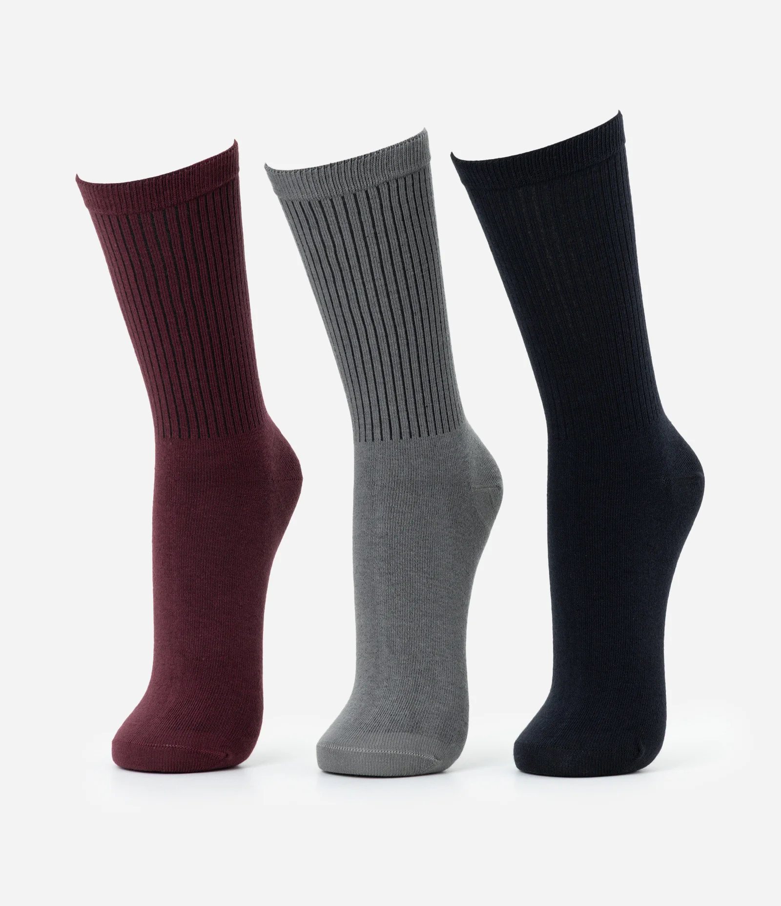 Kit 03 Meias Caneladas Básicas Cano Alto Multicores 1
