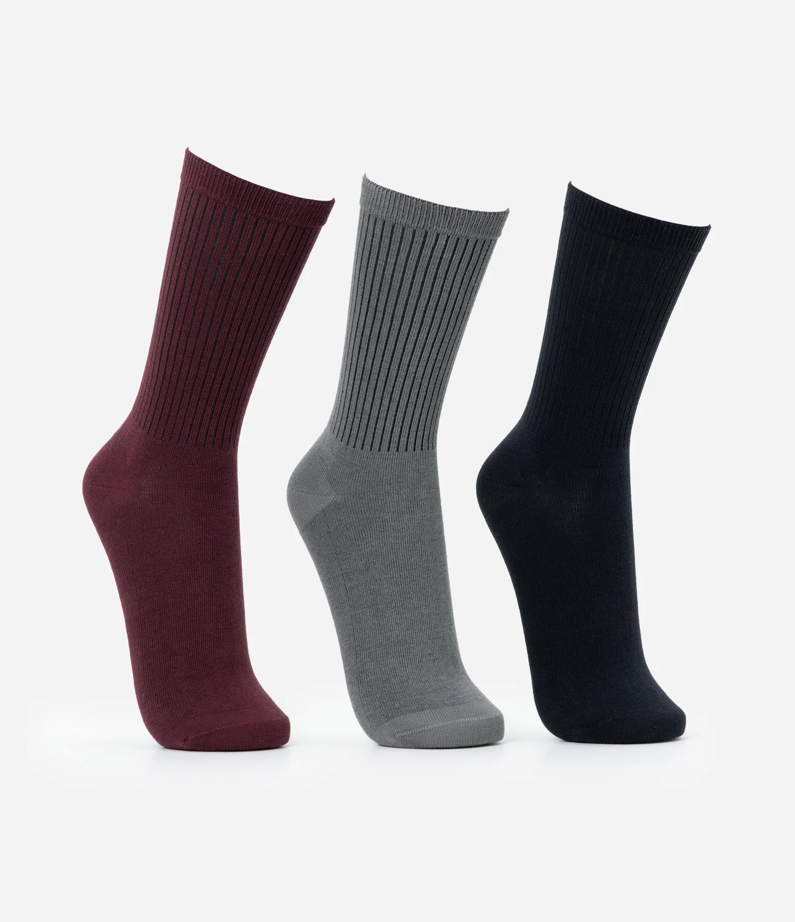 Kit 03 Meias Caneladas Básicas Cano Alto Multicores 2