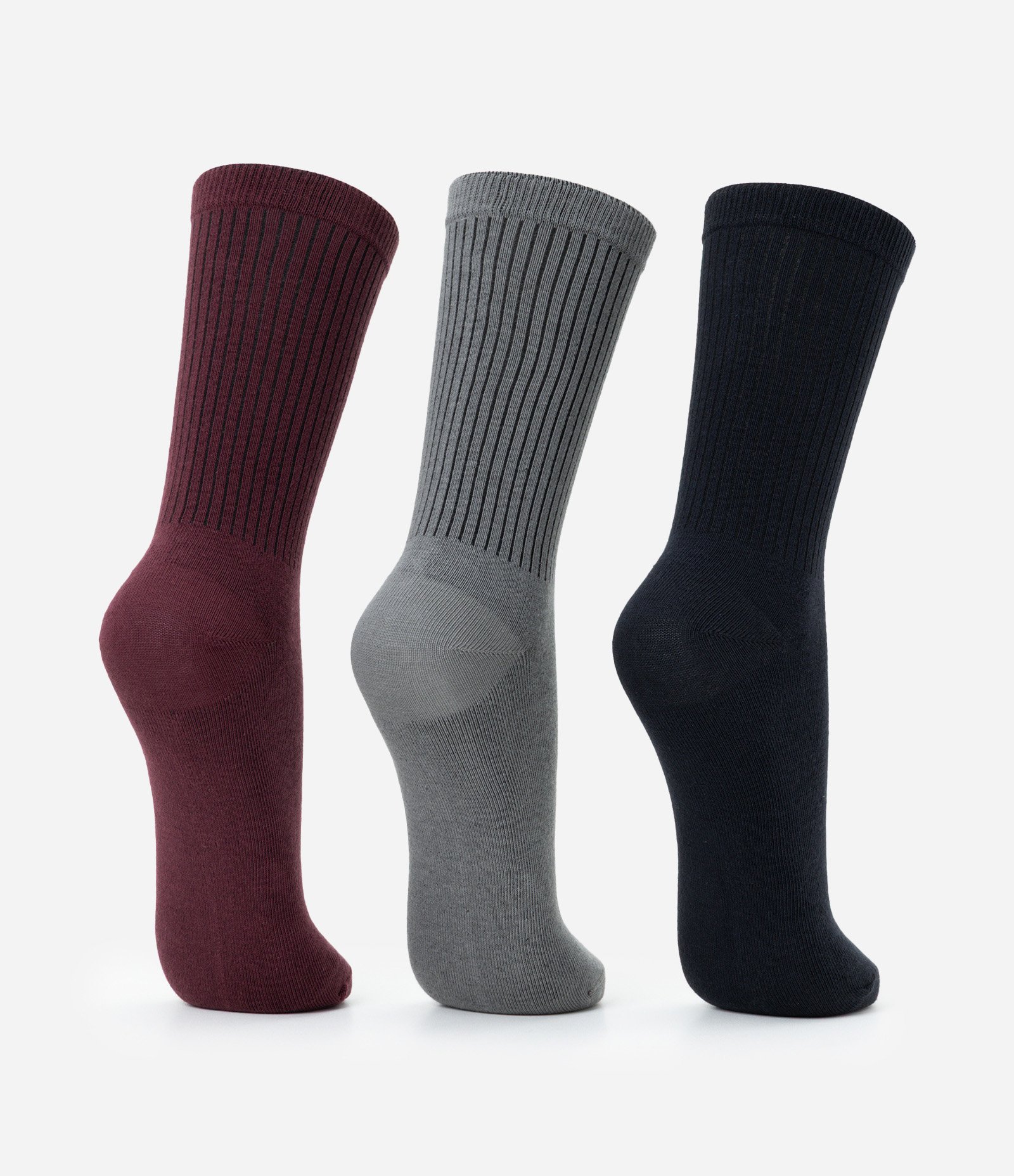 Kit 03 Meias Caneladas Básicas Cano Alto Multicores 3
