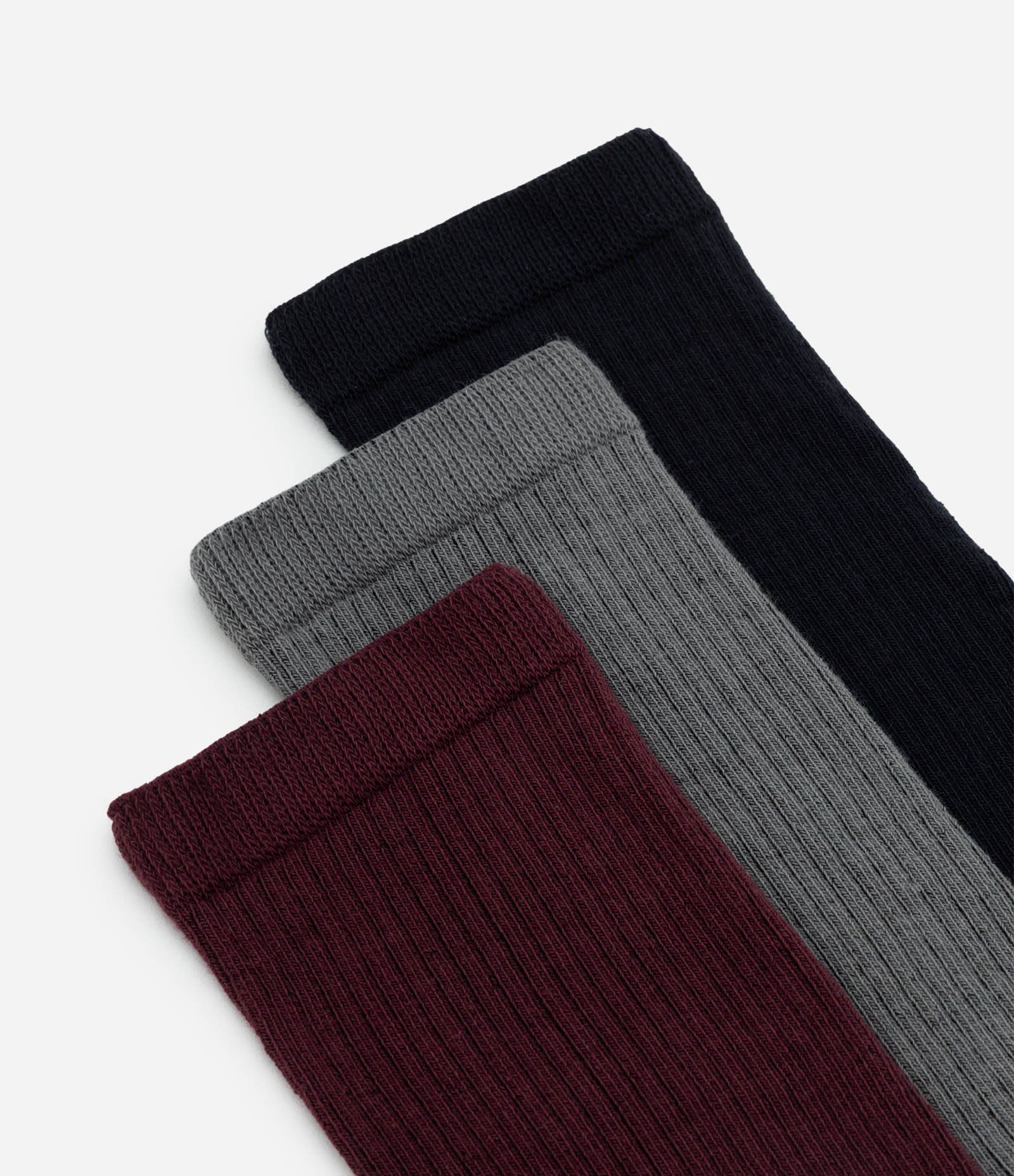 Kit 03 Meias Caneladas Básicas Cano Alto Multicores 4