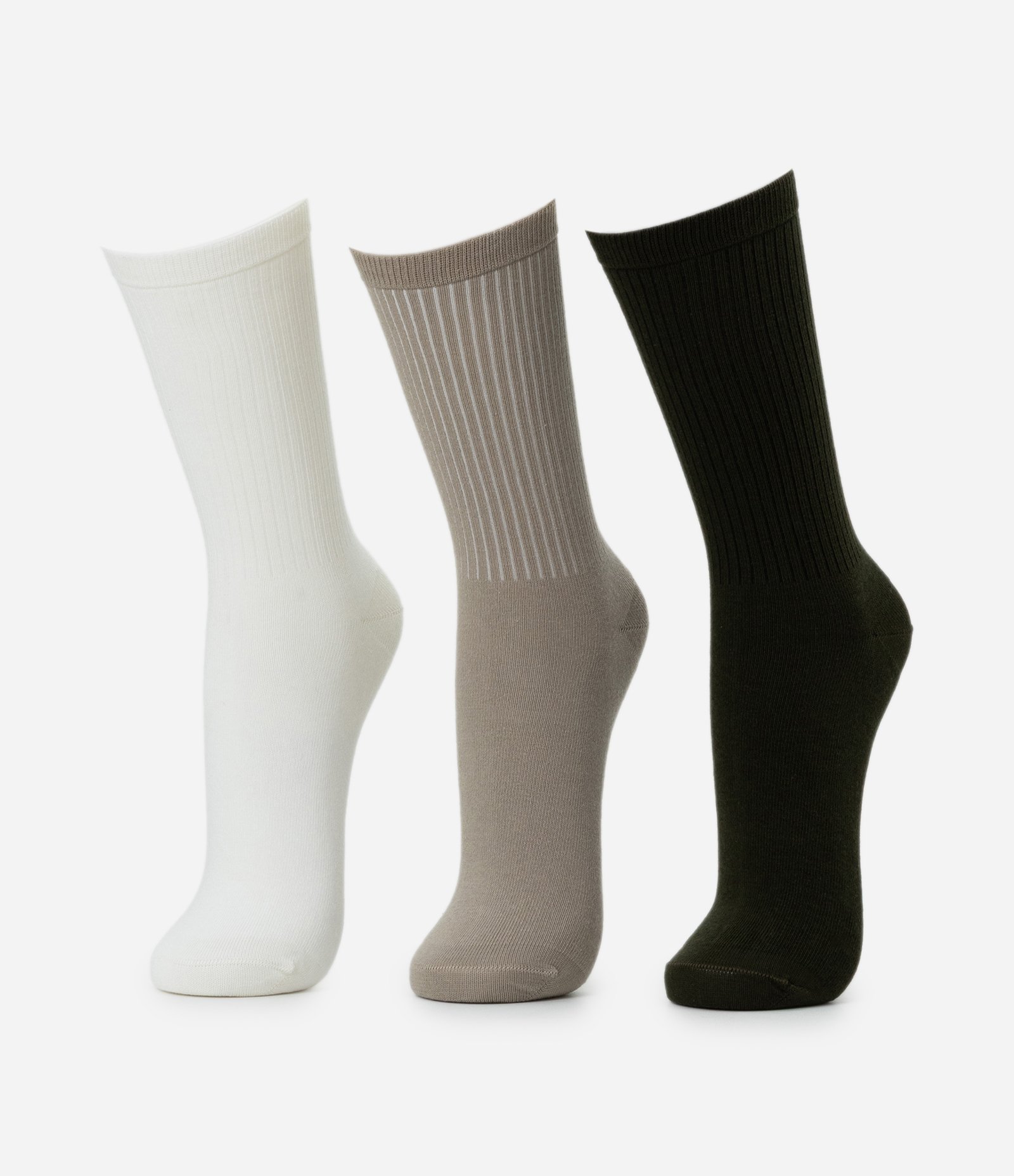 Kit 03 Meias Caneladas Básicas Cano Alto Multicores 1