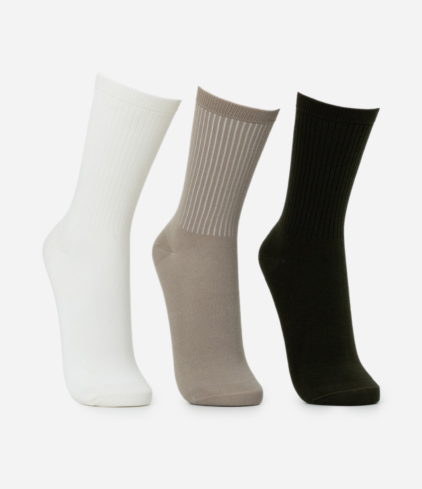 Kit 03 Meias Caneladas Básicas Cano Alto Multicores 2