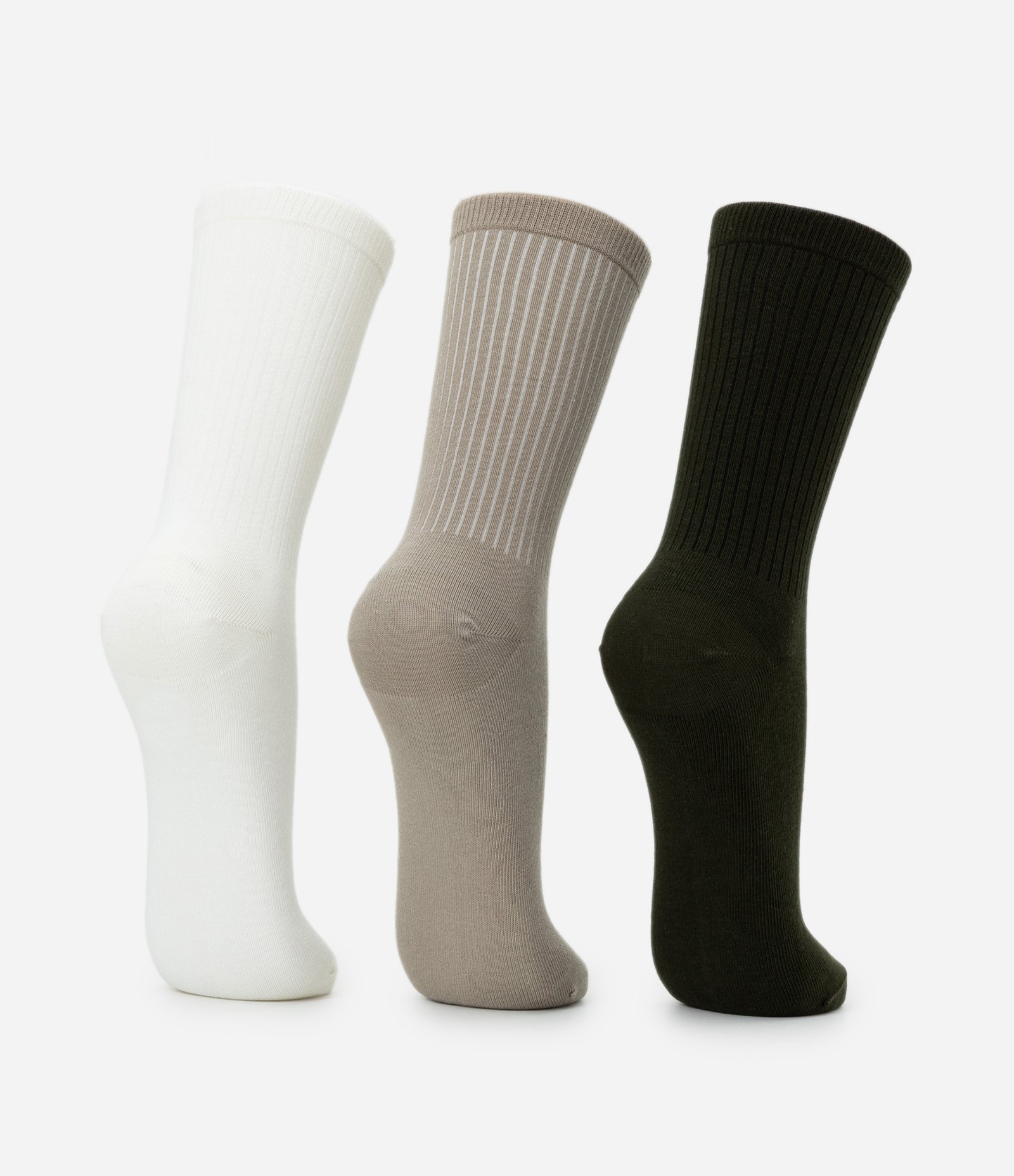 Kit 03 Meias Caneladas Básicas Cano Alto Multicores 3
