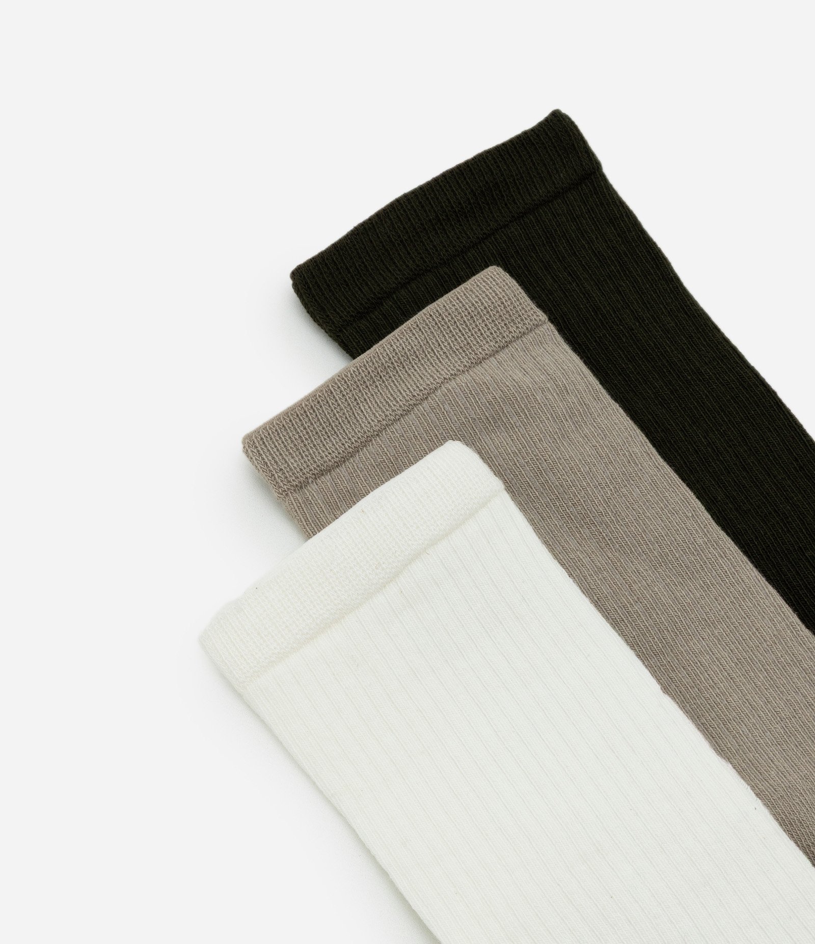 Kit 03 Meias Caneladas Básicas Cano Alto Multicores 4