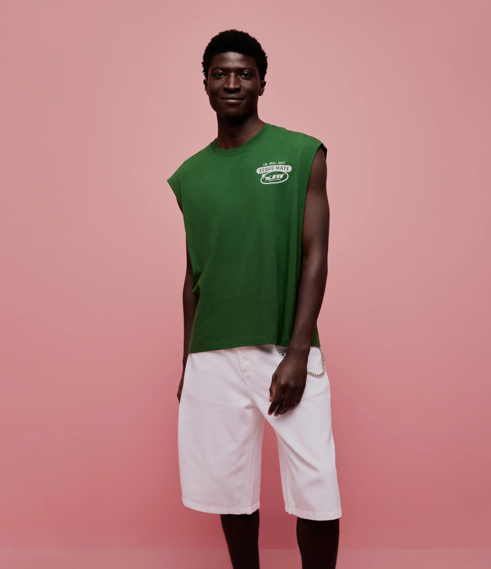 Regata Boxy em Algodão com Estampa Xeque Mate Verde 2