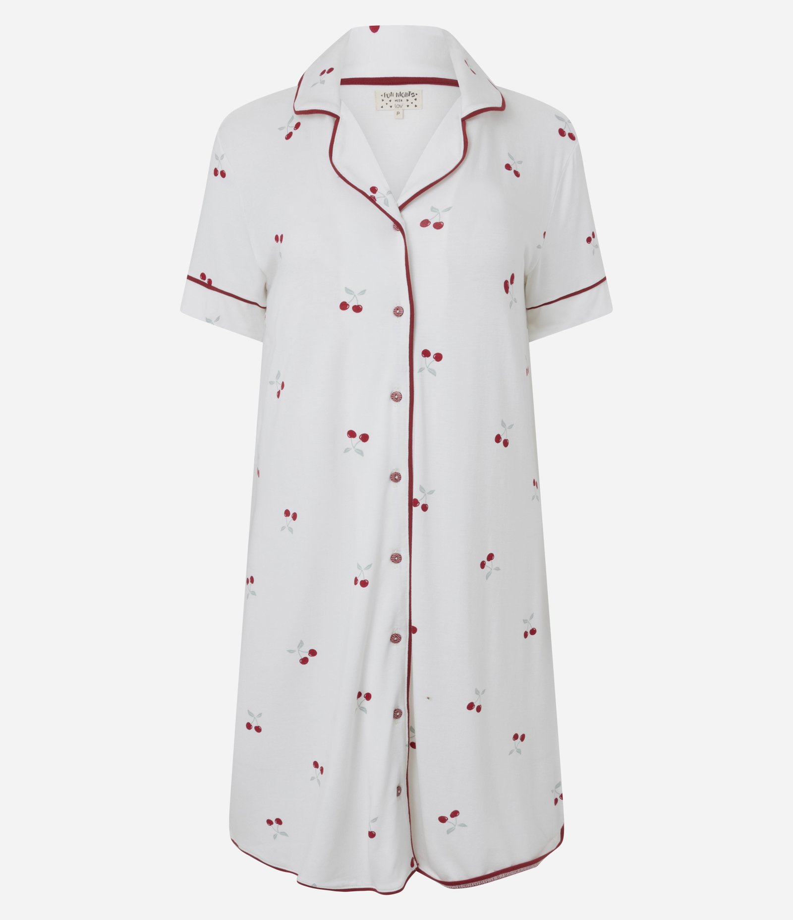 Camisola Americana com Estampa de Cerejas Branco 1