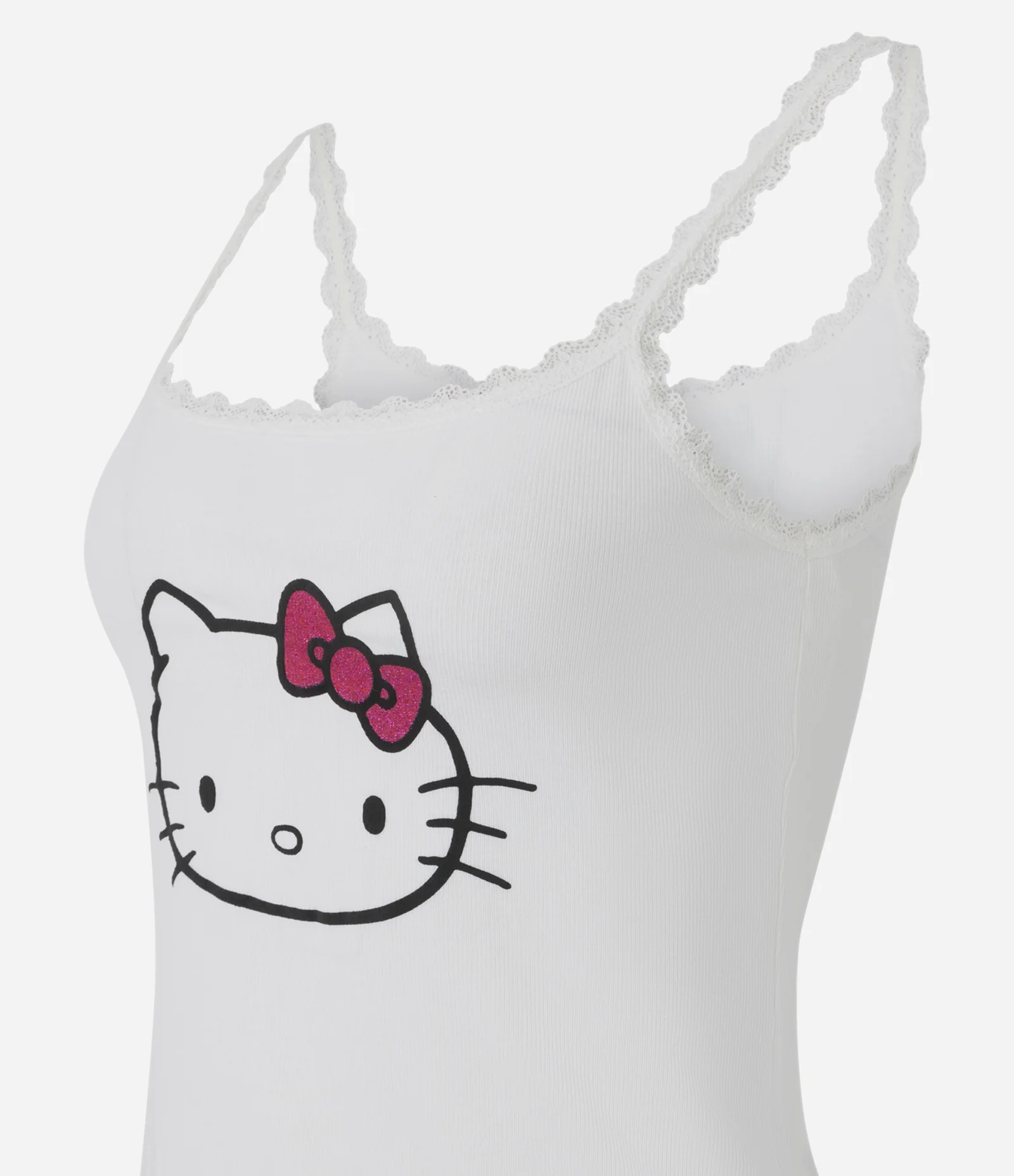 Pijama em Ribana com Lacinhos Hello Kitty Branco/Vermelho 2