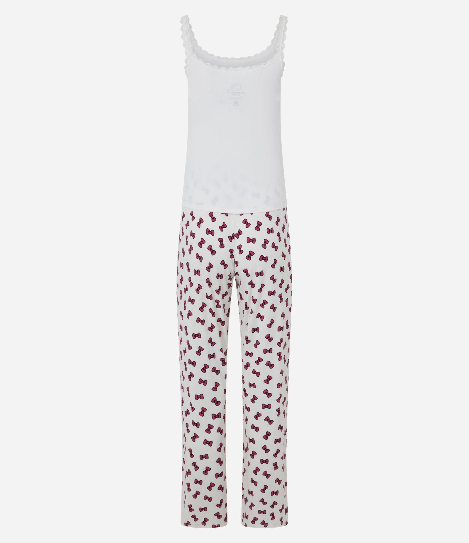 Pijama em Ribana com Lacinhos Hello Kitty Branco/Vermelho 3