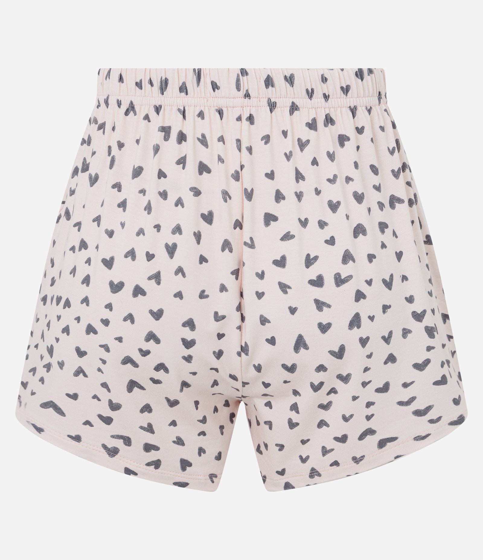 Short de Pijama em Viscose com Estampa de Corações Off White/Cinza 2