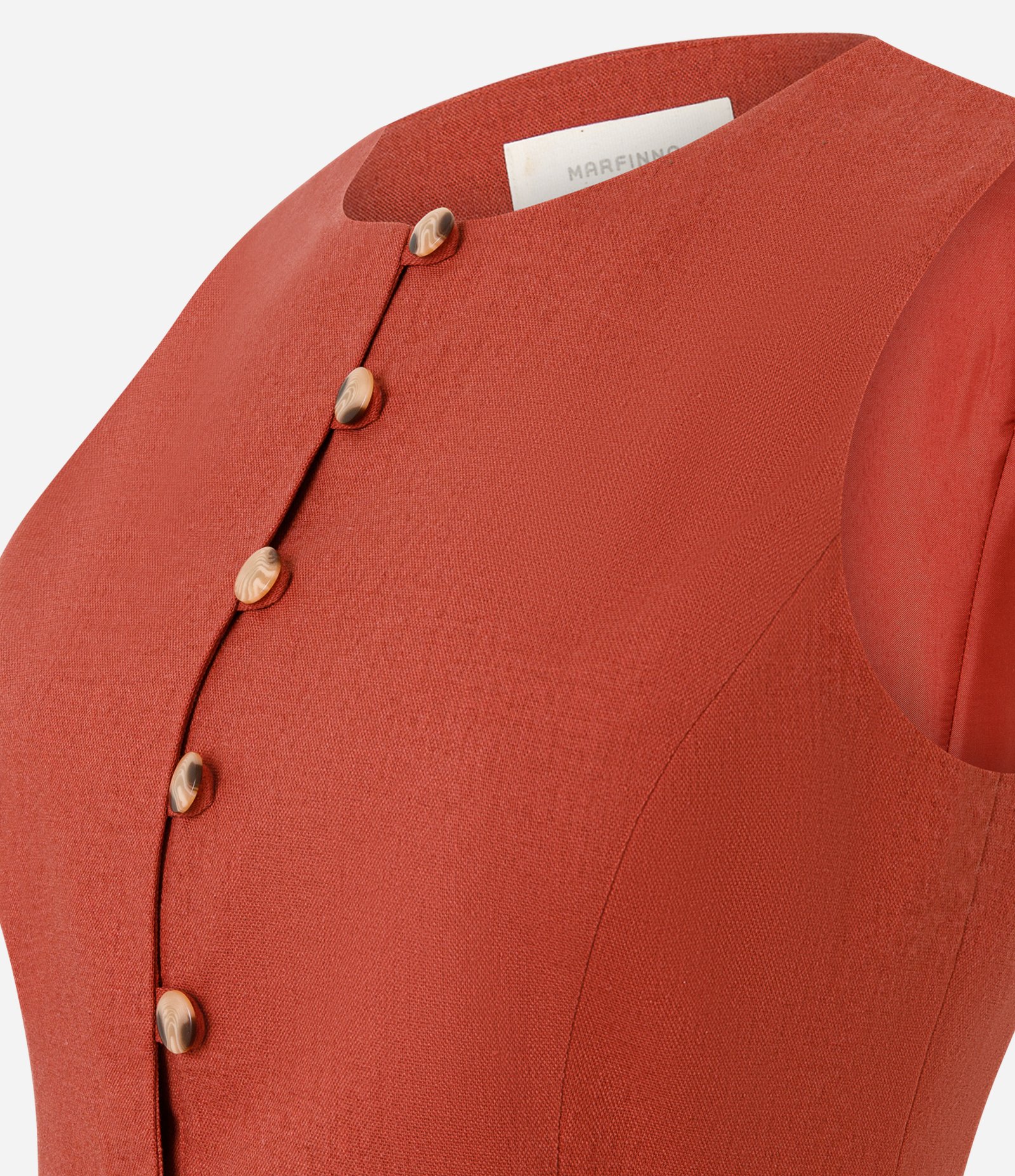 Colete Longo Alfaiatado em Viscolinho com Abotoamento Laranja 2