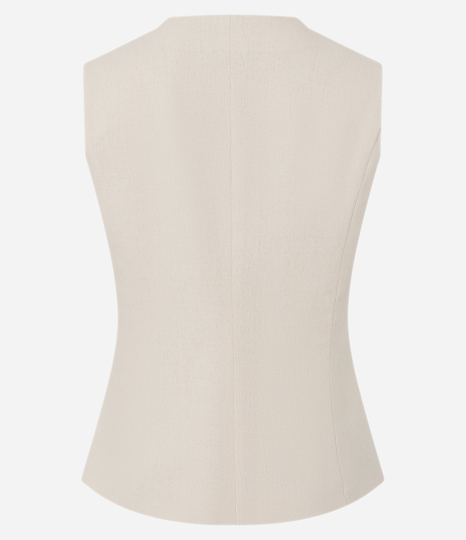 Colete Longo Alfaiatado em Viscolinho com Abotoamento Bege 8