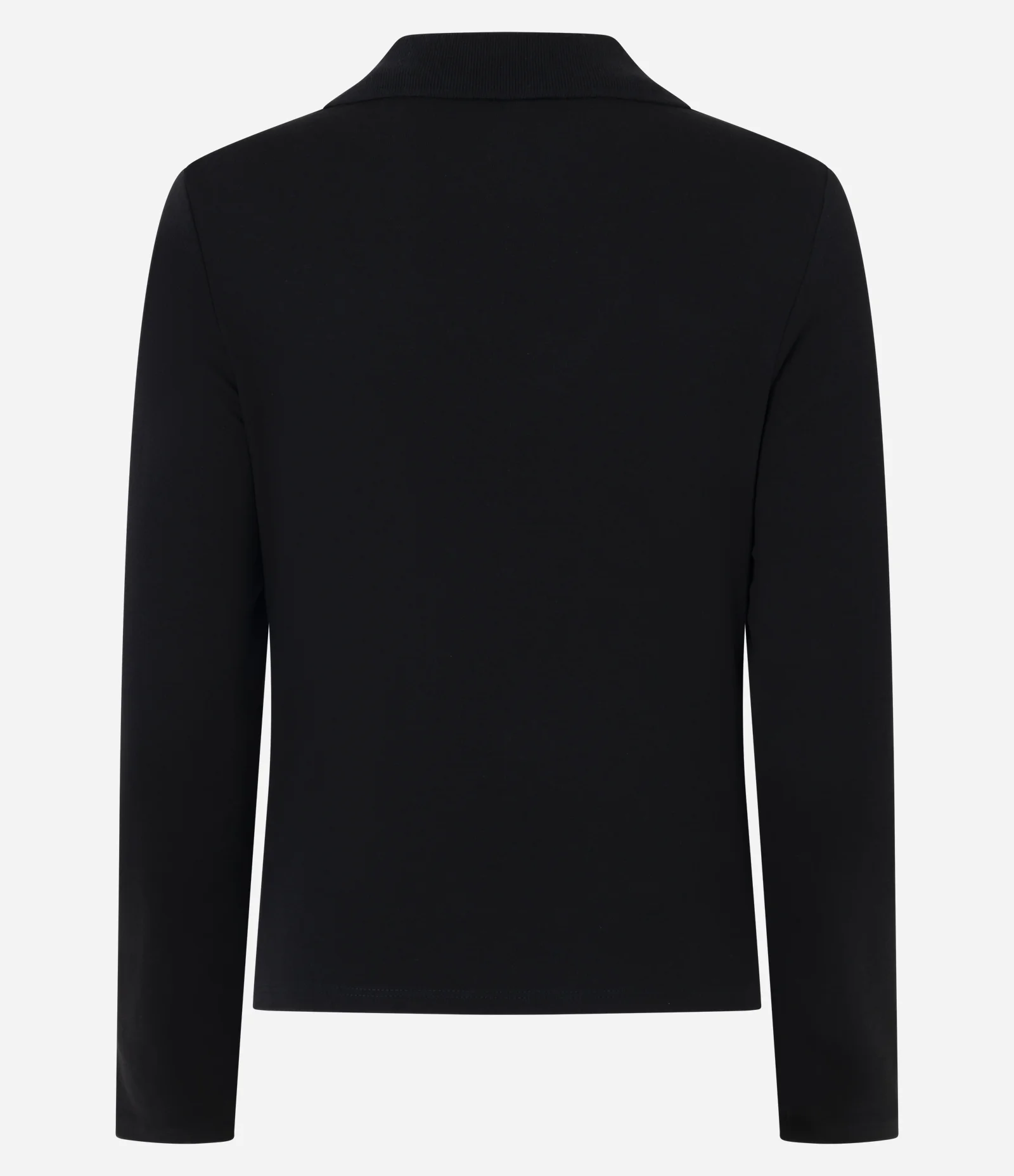 Blusa Manga Longa Interlock com Gola Polo Preto