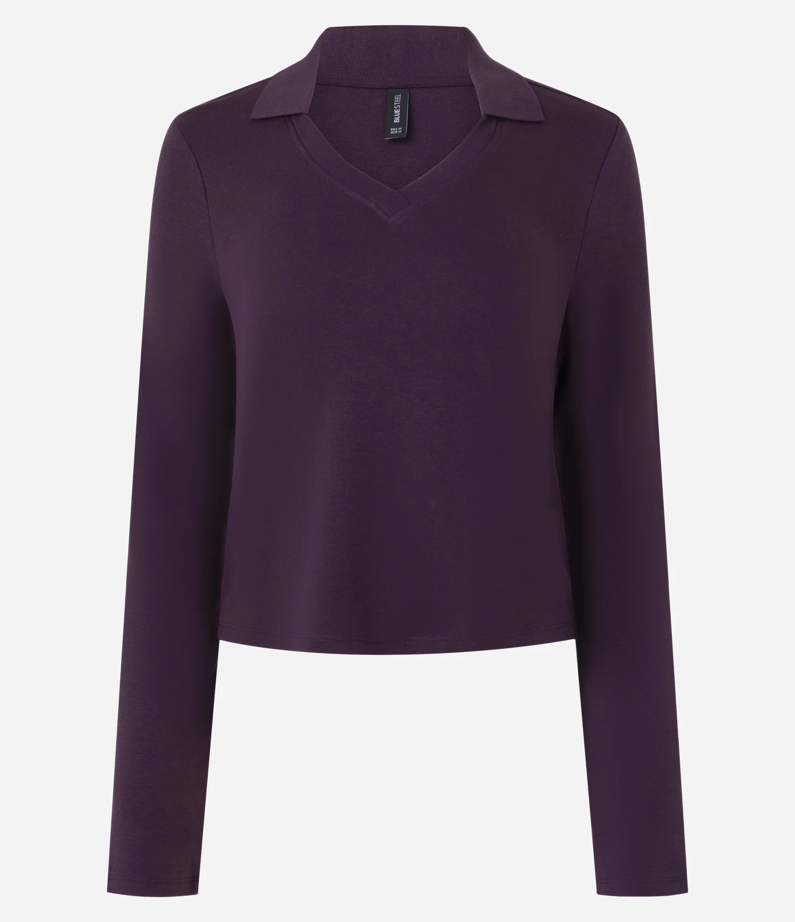 Blusa Manga Longa Interlock com Gola Polo Roxo