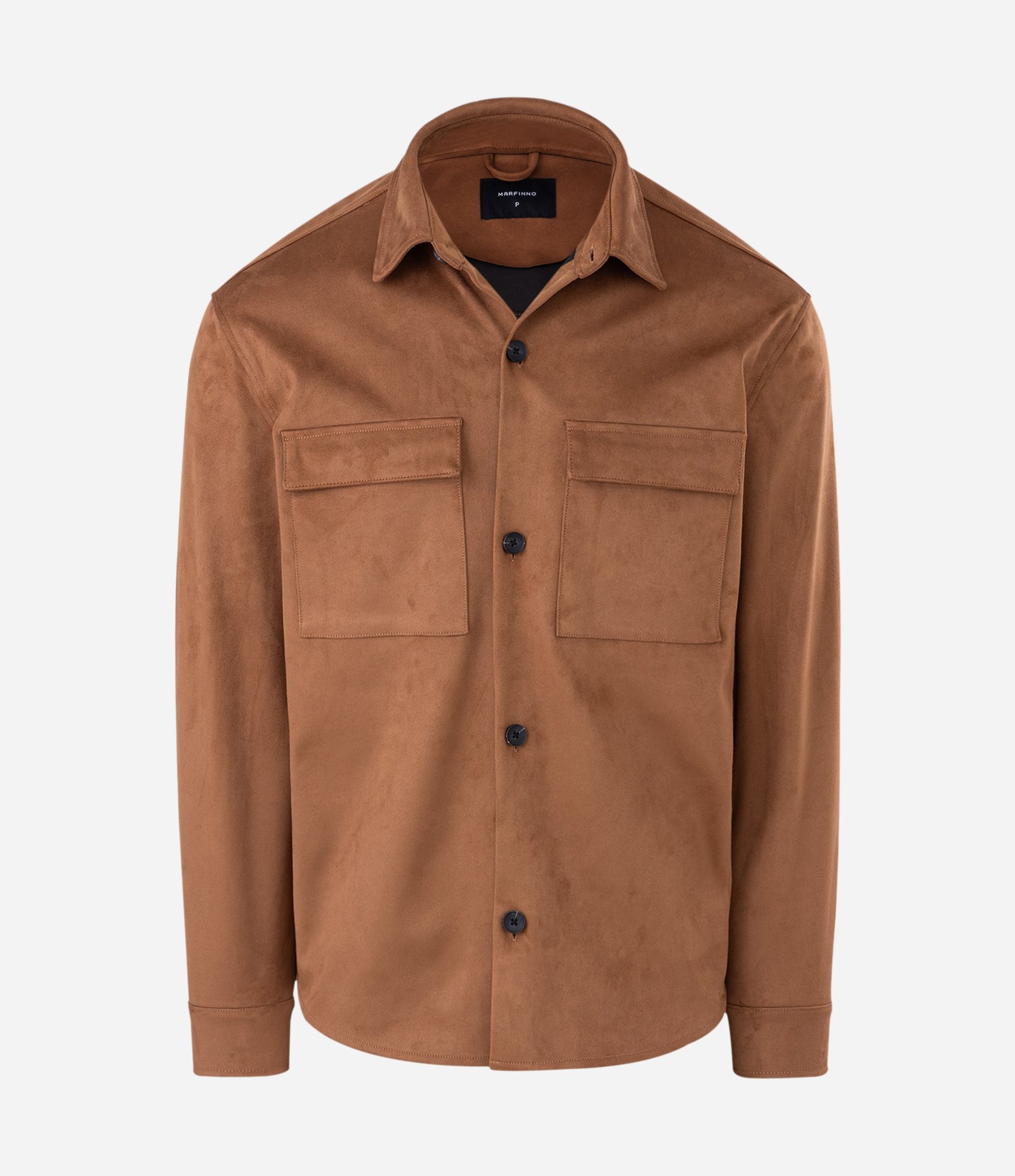 Jaqueta Overshirt Oversized em Suede Liso com Bolso Frontal Marrom 5