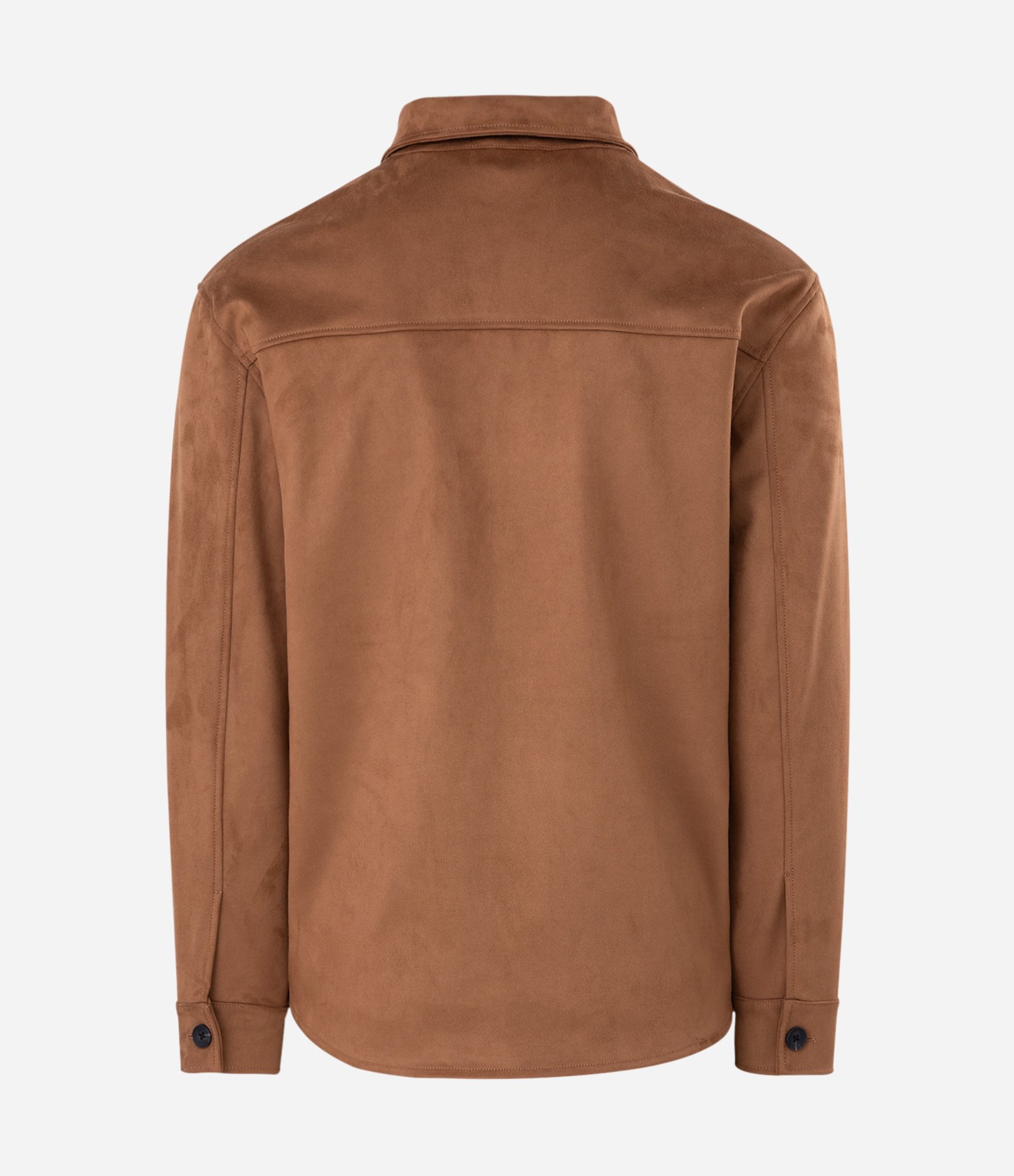 Jaqueta Overshirt Oversized em Suede Liso com Bolso Frontal Marrom 6