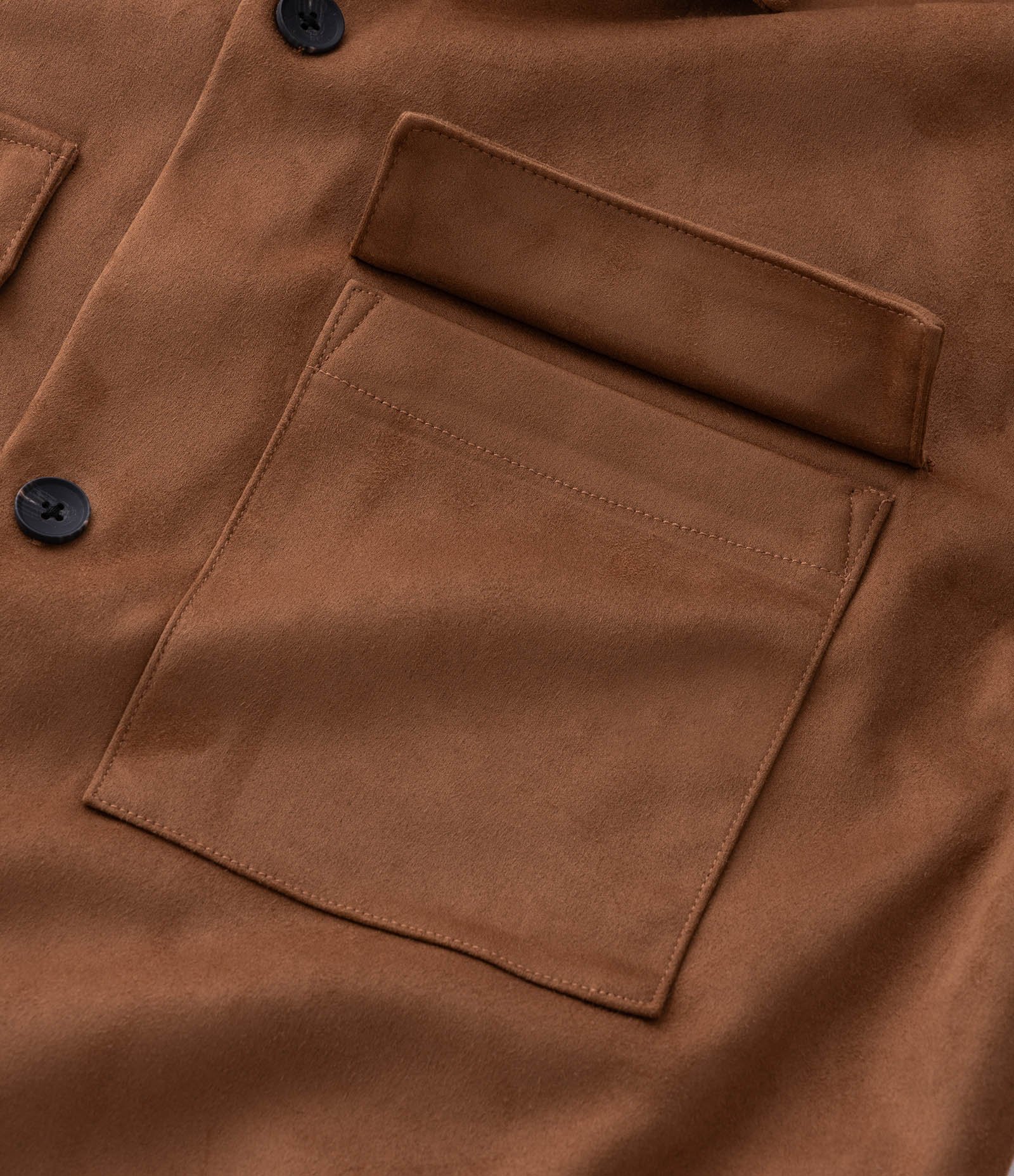 Jaqueta Overshirt Oversized em Suede Liso com Bolso Frontal Marrom 8
