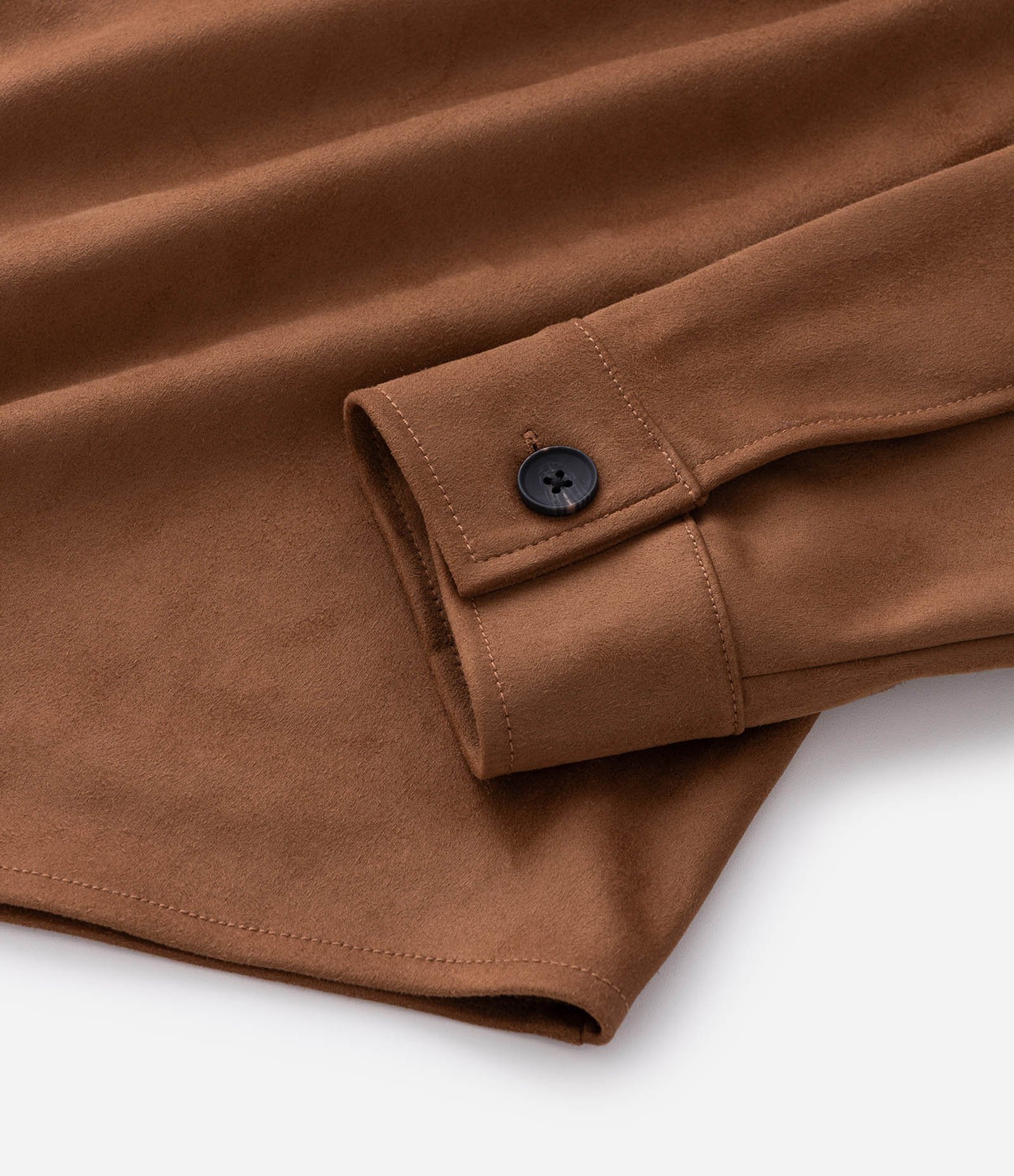 Jaqueta Overshirt Oversized em Suede Liso com Bolso Frontal Marrom 9